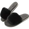 image:imageCOFACE Fuzzy Womens Slippers with Arch Support Open Toe Orthopedic Fur Slipper Indoor OutdoorBlack
