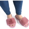 image:imageCOFACE Fuzzy Womens Slippers with Arch Support Open Toe Orthopedic Fur Slipper Indoor OutdoorDarkpink
