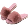 image:imageCOFACE Fuzzy Womens Slippers with Arch Support Open Toe Orthopedic Fur Slipper Indoor OutdoorDarkpink