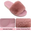 image:imageCOFACE Fuzzy Womens Slippers with Arch Support Open Toe Orthopedic Fur Slipper Indoor OutdoorDarkpink