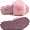 image:imageCOFACE Fuzzy Womens Slippers with Arch Support Open Toe Orthopedic Fur Slipper Indoor OutdoorDarkpink With Fur