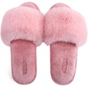 image:imageCOFACE Fuzzy Womens Slippers with Arch Support Open Toe Orthopedic Fur Slipper Indoor OutdoorDarkpink With Fur