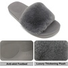 image:imageCOFACE Fuzzy Womens Slippers with Arch Support Open Toe Orthopedic Fur Slipper Indoor OutdoorGrey