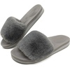 image:imageCOFACE Fuzzy Womens Slippers with Arch Support Open Toe Orthopedic Fur Slipper Indoor OutdoorGrey