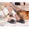 image:imageCOFACE Fuzzy Womens Slippers with Arch Support Open Toe Orthopedic Fur Slipper Indoor OutdoorGrey