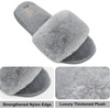 image:imageCOFACE Fuzzy Womens Slippers with Arch Support Open Toe Orthopedic Fur Slipper Indoor OutdoorGrey With Fur