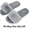 image:imageCOFACE Fuzzy Womens Slippers with Arch Support Open Toe Orthopedic Fur Slipper Indoor OutdoorGrey With Fur