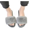 image:imageCOFACE Fuzzy Womens Slippers with Arch Support Open Toe Orthopedic Fur Slipper Indoor OutdoorGrey With Fur