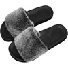 image:imageCOFACE Fuzzy Womens Slippers with Arch Support Open Toe Orthopedic Fur Slipper Indoor OutdoorGreyblack
