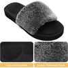 image:imageCOFACE Fuzzy Womens Slippers with Arch Support Open Toe Orthopedic Fur Slipper Indoor OutdoorGreyblack