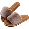 image:imageCOFACE Fuzzy Womens Slippers with Arch Support Open Toe Orthopedic Fur Slipper Indoor OutdoorKhaki