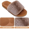 image:imageCOFACE Fuzzy Womens Slippers with Arch Support Open Toe Orthopedic Fur Slipper Indoor OutdoorKhaki