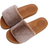 image:imageCOFACE Fuzzy Womens Slippers with Arch Support Open Toe Orthopedic Fur Slipper Indoor OutdoorKhaki