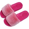 image:imageCOFACE Fuzzy Womens Slippers with Arch Support Open Toe Orthopedic Fur Slipper Indoor OutdoorRose