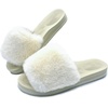image:imageCOFACE Fuzzy Womens Slippers with Arch Support Open Toe Orthopedic Fur Slipper Indoor OutdoorWhite
