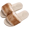 image:imageCOFACE Fuzzy Womens Slippers with Arch Support Open Toe Orthopedic Fur Slipper Indoor OutdoorWhitekhaki