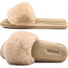 image:imageCOFACE Fuzzy Womens Slippers with Arch Support Open Toe Orthopedic Fur Slipper Indoor OutdoorBeige With Fur