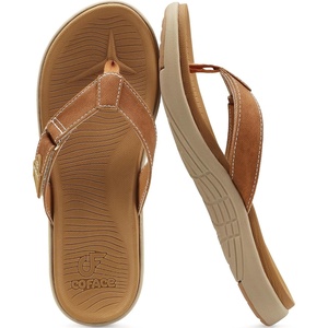 image:imageCOFACE Flip Flops for Women with Arch Support Beach Thong Sandals for Woman Adjustable Fashion Orthopedic Sandal OutdoorKhaki