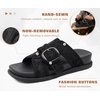 image:imageCOFACE Womens Flat Sandals Summer Beach 2026 Trendy Dressy Walking Sandals with Arch Support Outdoor Slides for Women Plantar Fasciitis Relif SlidesBlack