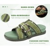 image:imageCOFACE Womens Flat Sandals Summer Beach 2026 Trendy Dressy Walking Sandals with Arch Support Outdoor Slides for Women Plantar Fasciitis Relif SlidesGreen