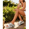 image:imageCOFACE Womens Flat Sandals Summer Beach 2026 Trendy Dressy Walking Sandals with Arch Support Outdoor Slides for Women Plantar Fasciitis Relif SlidesWhite