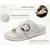 image:imageCOFACE Womens Flat Sandals Summer Beach 2026 Trendy Dressy Walking Sandals with Arch Support Outdoor Slides for Women Plantar Fasciitis Relif SlidesWhite