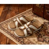 image:imageCOFACE Womens Flat Sandals Summer Beach 2026 Trendy Dressy Walking Sandals with Arch Support Outdoor Slides for Women Plantar Fasciitis Relif SlidesWhitekhaki