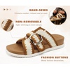 image:imageCOFACE Womens Flat Sandals Summer Beach 2026 Trendy Dressy Walking Sandals with Arch Support Outdoor Slides for Women Plantar Fasciitis Relif SlidesWhitekhaki