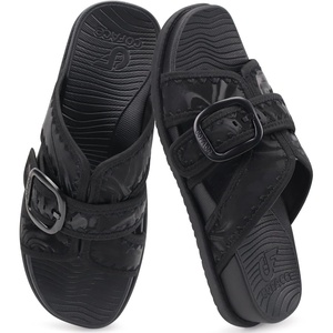 image:imageCOFACE Womens Flat Sandals Summer Beach 2026 Trendy Dressy Walking Sandals with Arch Support Outdoor Slides for Women Plantar Fasciitis Relif SlidesBlack