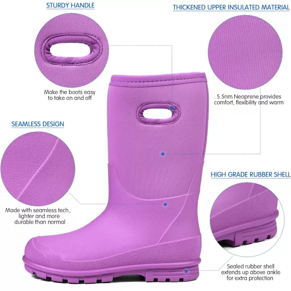 DKSUKO Kid's Muck Rain Boots for Girls and Boys,Winter Snow Waterproof Insulated Neoprene Rubber Boots