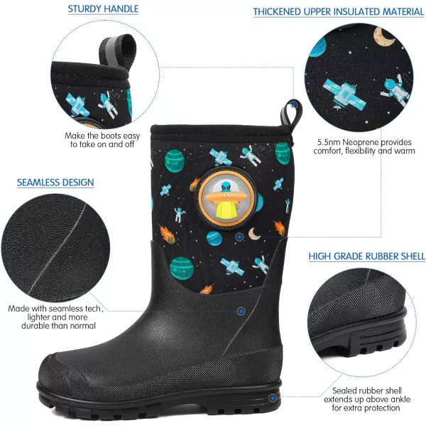 DKSUKO Kid's Winter Light up Rain Boots Snow Boots Insulated Waterproof Rubber Boots