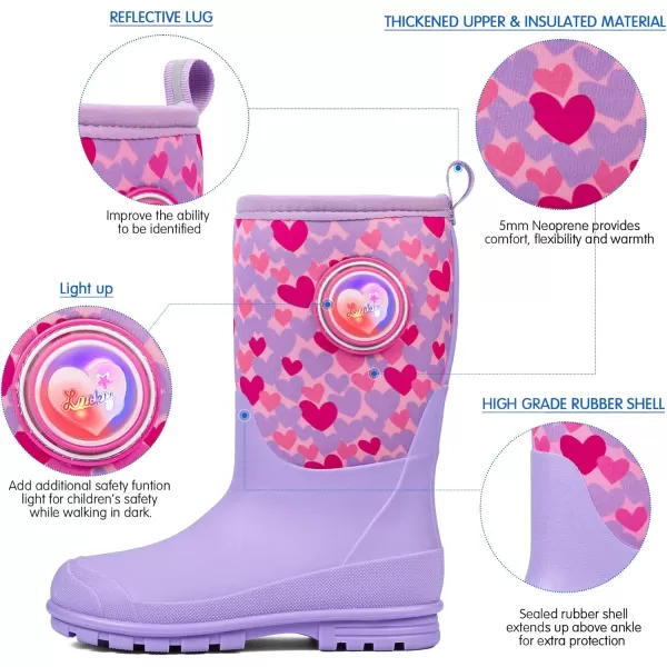 DKSUKO Kid's Winter Light up Rain Boots Snow Boots Insulated Waterproof Rubber Boots