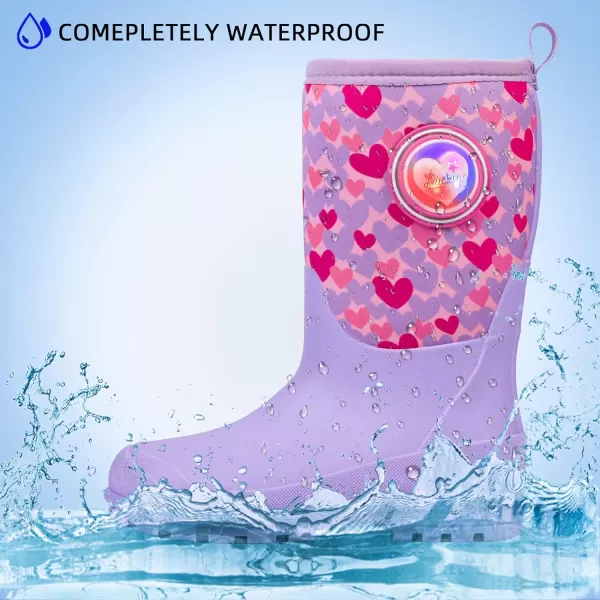 DKSUKO Kid's Winter Light up Rain Boots Snow Boots Insulated Waterproof Rubber Boots