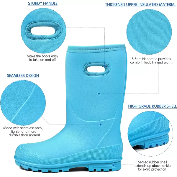 DKSUKO Kid's Winter Light up Rain Boots Snow Boots Insulated Waterproof Rubber Boots
