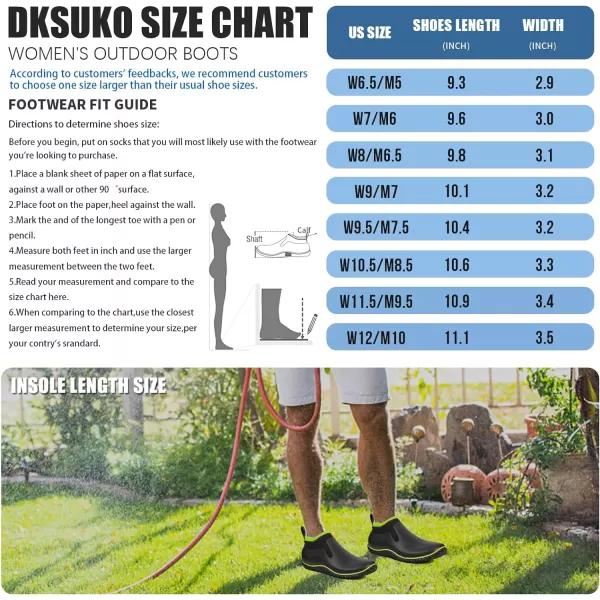 DKSUKO Unisex Waterproof Garden Shoes, Muck Ankle Rain Boot, Rubber Outdoor Footwear with Comfortable Anti-slip Outsole for Men and Women