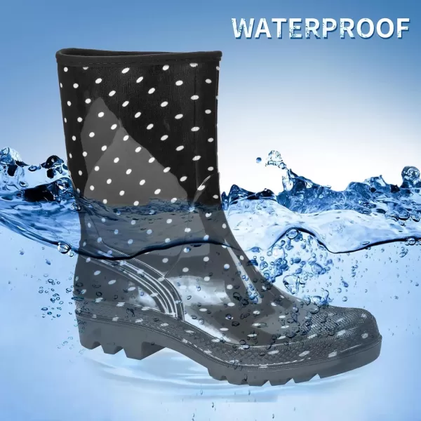 DKSUKO Waterproof Womens Rain Boots insulated,Lightweight Rubber fashion Wellies in Gardening,Warm and Comfortable Wide Calf Rain Boots with Glossy in Outdoor