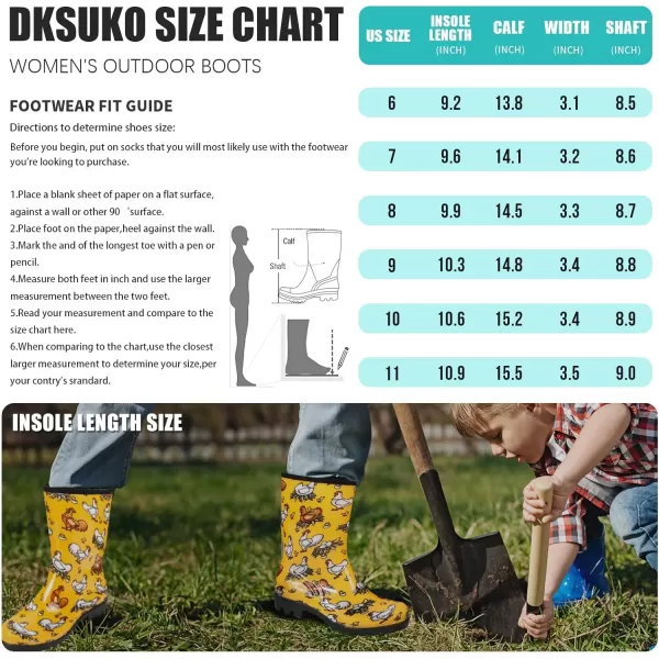 DKSUKO Waterproof Womens Rain Boots insulated,Lightweight Rubber fashion Wellies in Gardening,Warm and Comfortable Wide Calf Rain Boots with Glossy in Outdoor