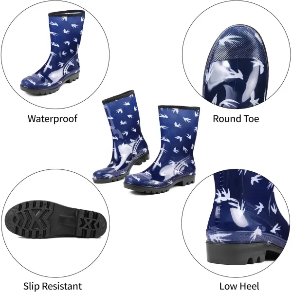 DKSUKO Waterproof Womens Rain Boots insulated,Lightweight Rubber fashion Wellies in Gardening,Warm and Comfortable Wide Calf Rain Boots with Glossy in Outdoor