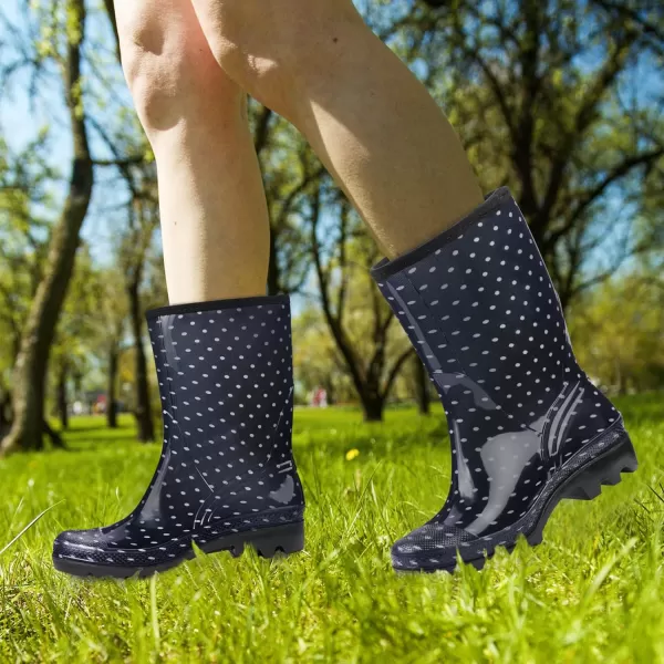 DKSUKO Waterproof Womens Rain Boots insulated,Lightweight Rubber fashion Wellies in Gardening,Warm and Comfortable Wide Calf Rain Boots with Glossy in Outdoor