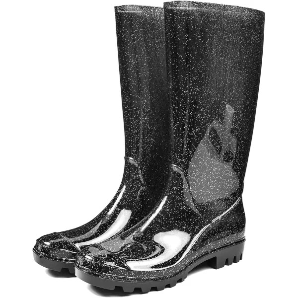 DKSUKO Waterproof Womens Rain Boots insulated,Lightweight Rubber fashion Wellies in Gardening,Warm and Comfortable Wide Calf Rain Boots with Glossy in Outdoor