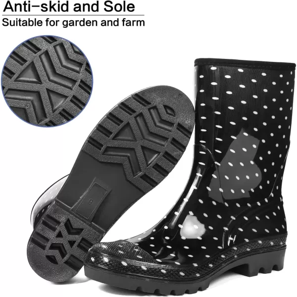 DKSUKO Waterproof Womens Rain Boots insulated,Lightweight Rubber fashion Wellies in Gardening,Warm and Comfortable Wide Calf Rain Boots with Glossy in Outdoor