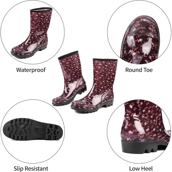 DKSUKO Waterproof Womens Rain Boots insulated,Lightweight Rubber fashion Wellies in Gardening,Warm and Comfortable Wide Calf Rain Boots with Glossy in Outdoor