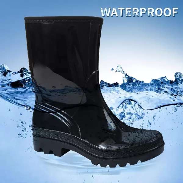 DKSUKO Waterproof Womens Rain Boots insulated,Lightweight Rubber fashion Wellies in Gardening,Warm and Comfortable Wide Calf Rain Boots with Glossy in Outdoor