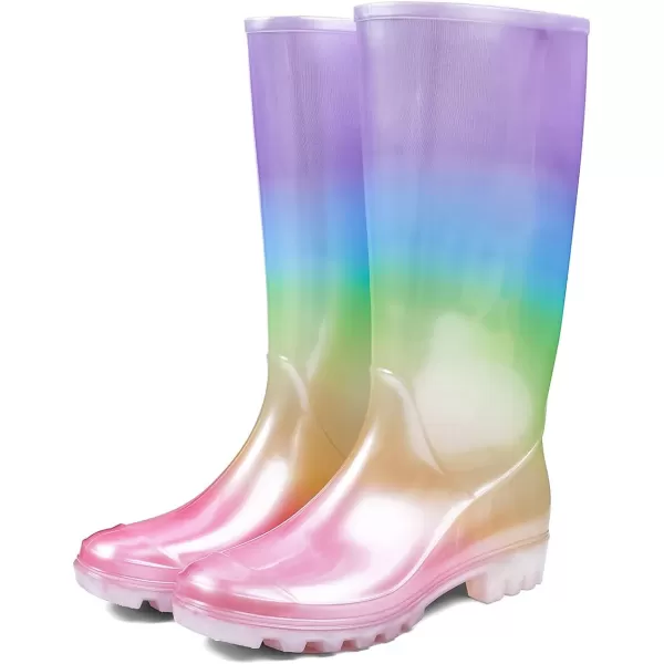 DKSUKO Waterproof Womens Rain Boots insulated,Lightweight Rubber fashion Wellies in Gardening,Warm and Comfortable Wide Calf Rain Boots with Glossy in Outdoor
