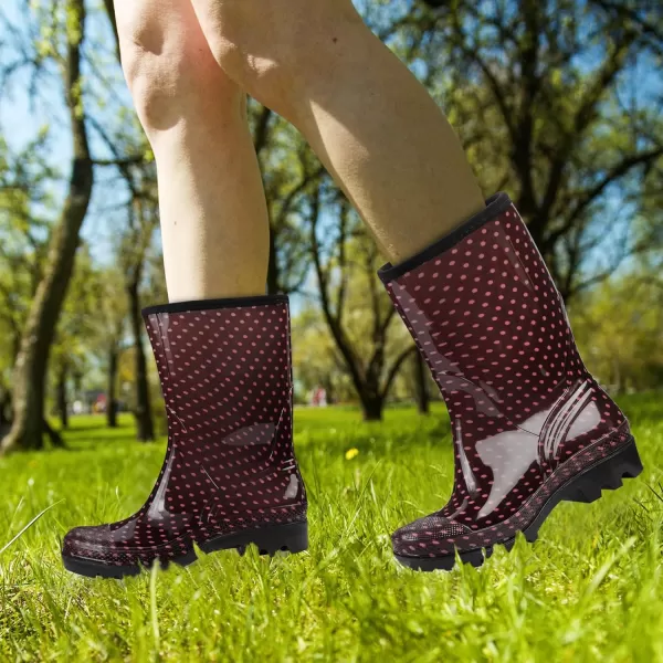 DKSUKO Waterproof Womens Rain Boots insulated,Lightweight Rubber fashion Wellies in Gardening,Warm and Comfortable Wide Calf Rain Boots with Glossy in Outdoor