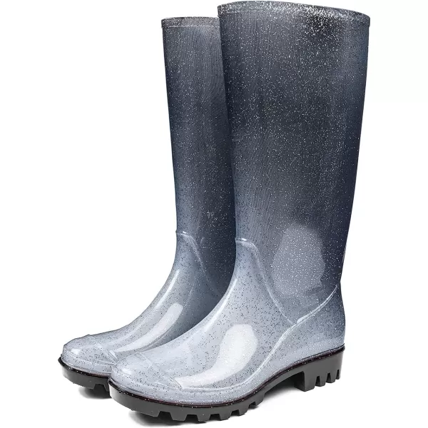 DKSUKO Waterproof Womens Rain Boots insulated,Lightweight Rubber fashion Wellies in Gardening,Warm and Comfortable Wide Calf Rain Boots with Glossy in Outdoor