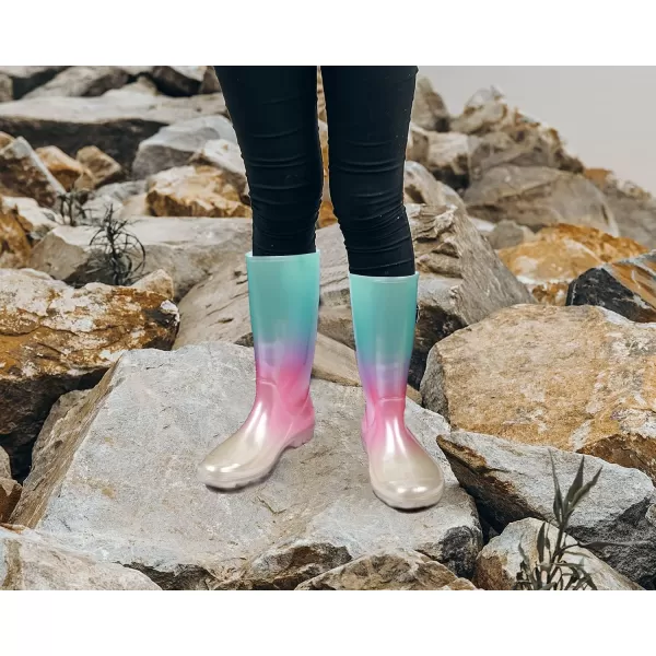 DKSUKO Waterproof Womens Rain Boots insulated,Lightweight Rubber fashion Wellies in Gardening,Warm and Comfortable Wide Calf Rain Boots with Glossy in Outdoor