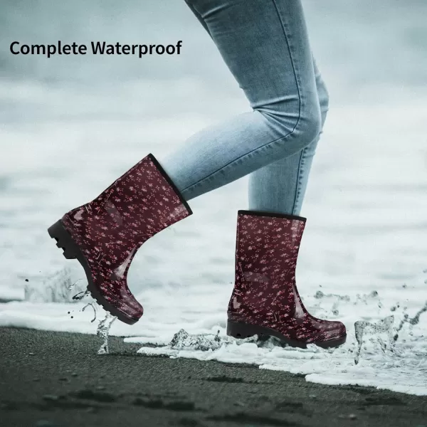 DKSUKO Waterproof Womens Rain Boots insulated,Lightweight Rubber fashion Wellies in Gardening,Warm and Comfortable Wide Calf Rain Boots with Glossy in Outdoor