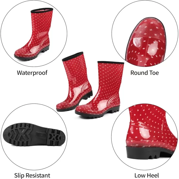 DKSUKO Waterproof Womens Rain Boots insulated,Lightweight Rubber fashion Wellies in Gardening,Warm and Comfortable Wide Calf Rain Boots with Glossy in Outdoor