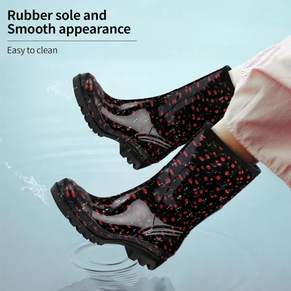 DKSUKO Waterproof Womens Rain Boots insulated,Lightweight Rubber fashion Wellies in Gardening,Warm and Comfortable Wide Calf Rain Boots with Glossy in Outdoor